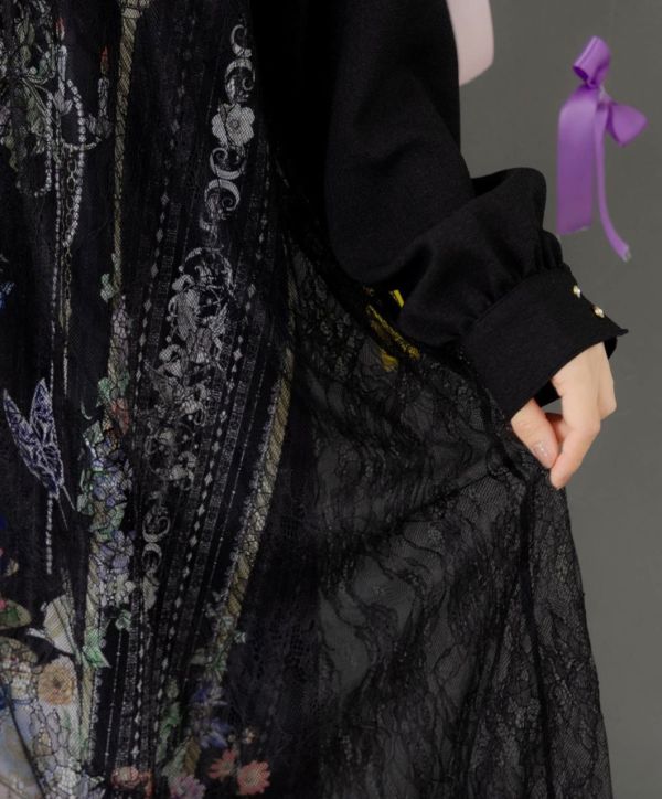 貴族花園蕾絲拼接洋裝 