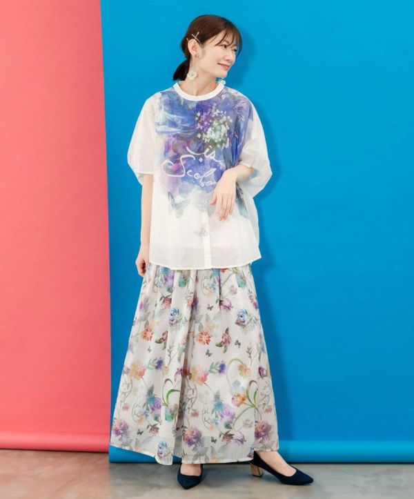 水彩暈染花朵上衣 