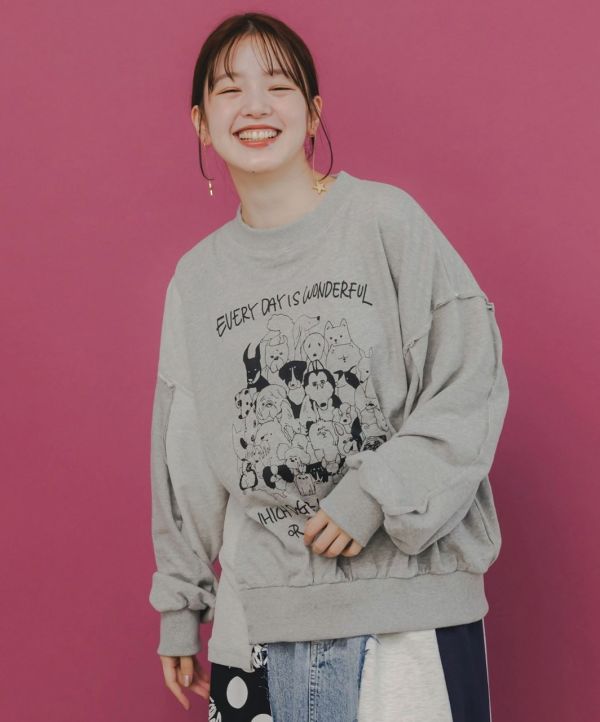 狗狗集合造型拼接上衣 