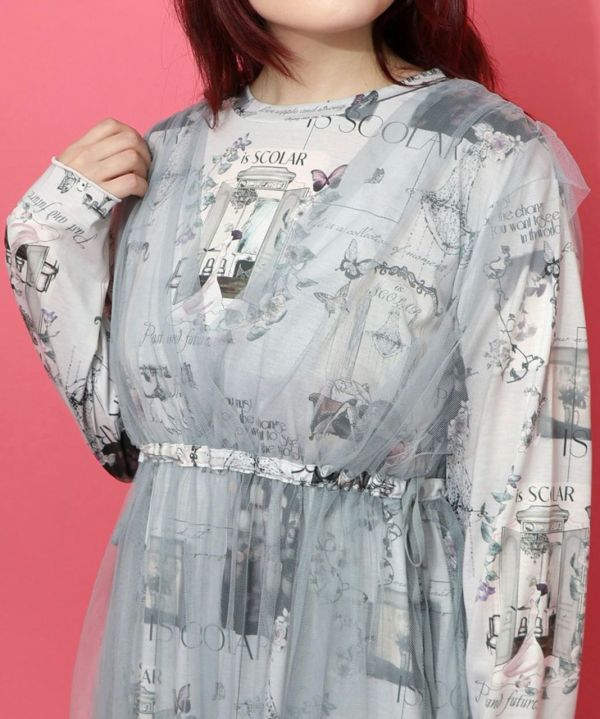 V領底片塗鴉長版上衣 