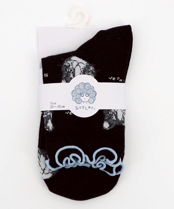 秋冬9月-貓咪頭朵朵邊襪 