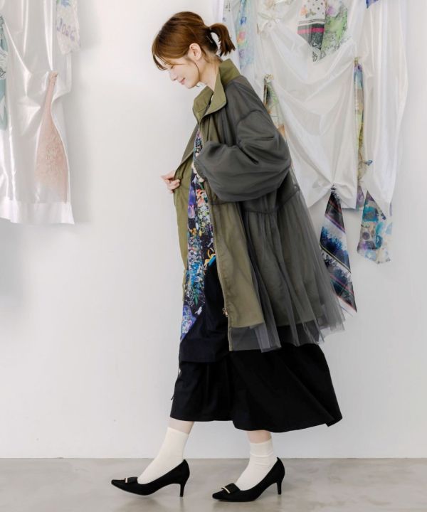 玫瑰刺繡拼接外套 