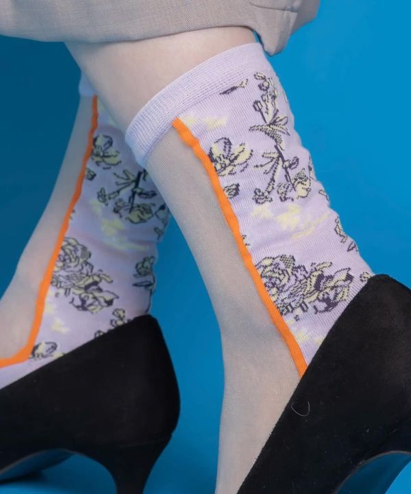 花透紗撞色襪 