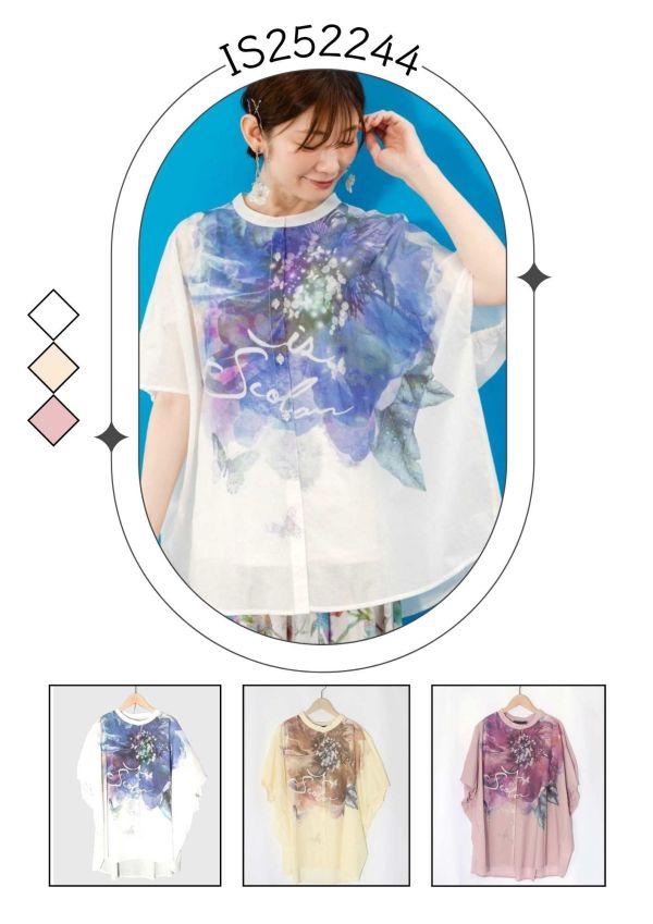 水彩暈染花朵上衣 