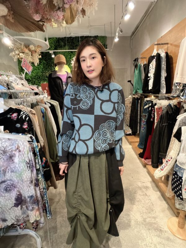 三色抽繩造型裙 