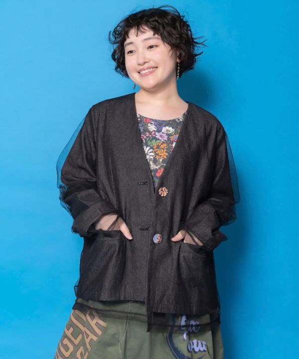 立體拼紗西裝外套 