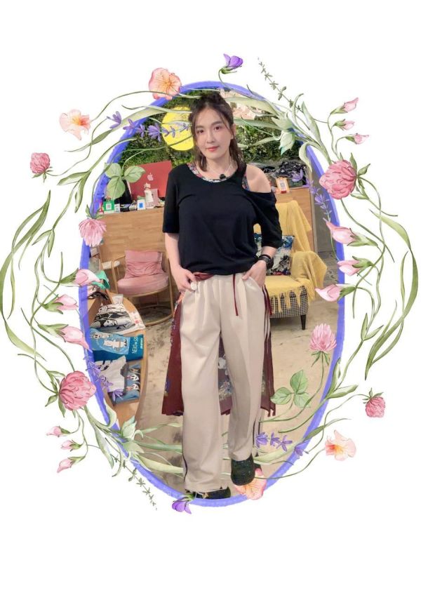 運動風花朵絲巾造型褲(可拆式) 