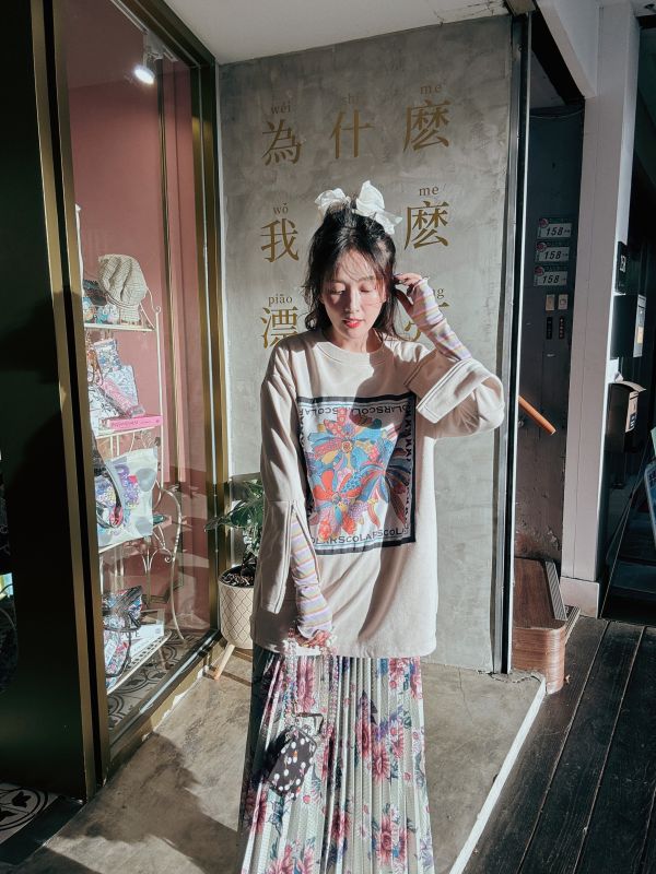 畫框袖子拉鍊款上衣 