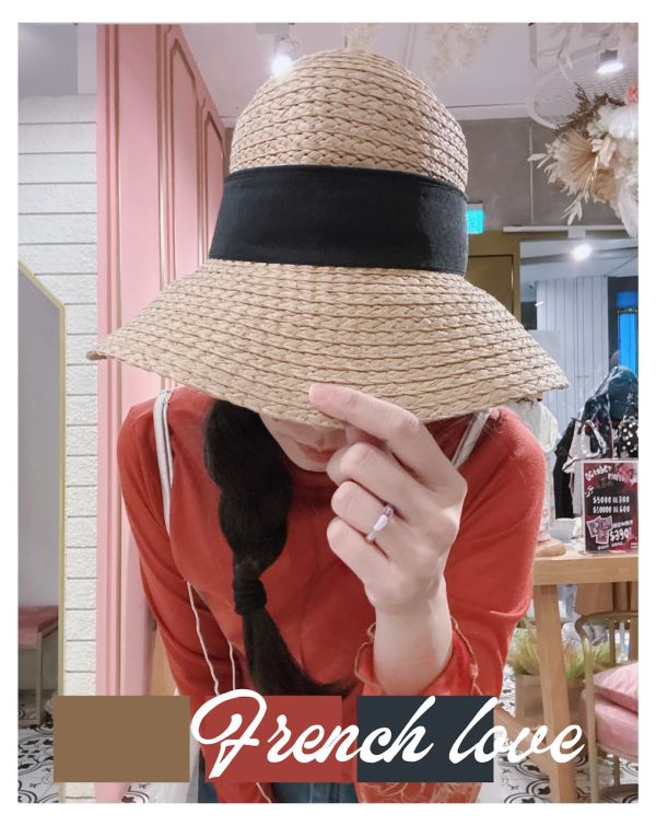 法式復古藤編帽 