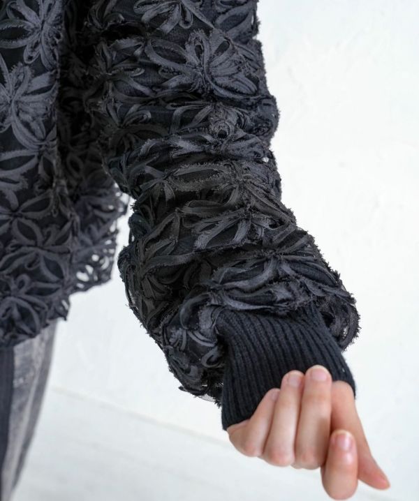 鏤空網織拼紗外套 