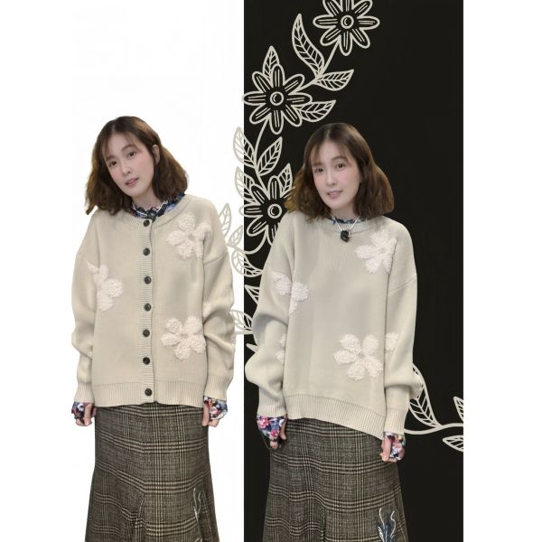 立體小花針織外罩 