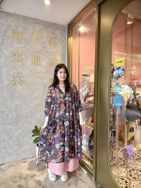 花豹貓咪碎花洋裝 