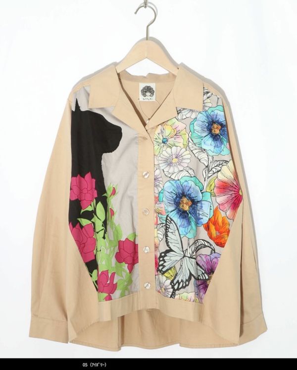 剪影貓咪花朵襯衫 