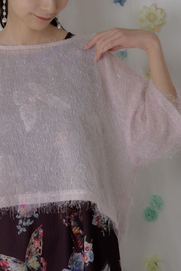 蝴蝶背心洋裝＆羽毛外上衣 