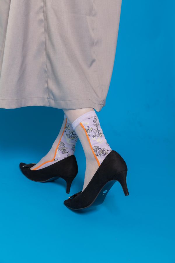 花透紗撞色襪 