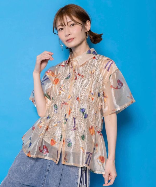 貓咪糖果紙立體造型襯衫 