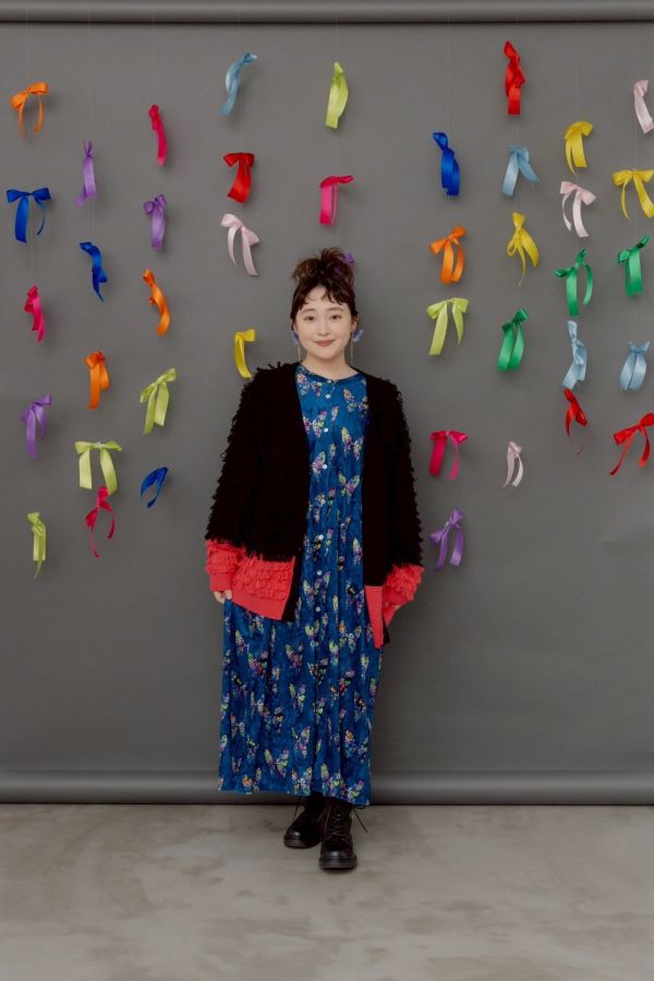 毛圈針織小花釦外罩 