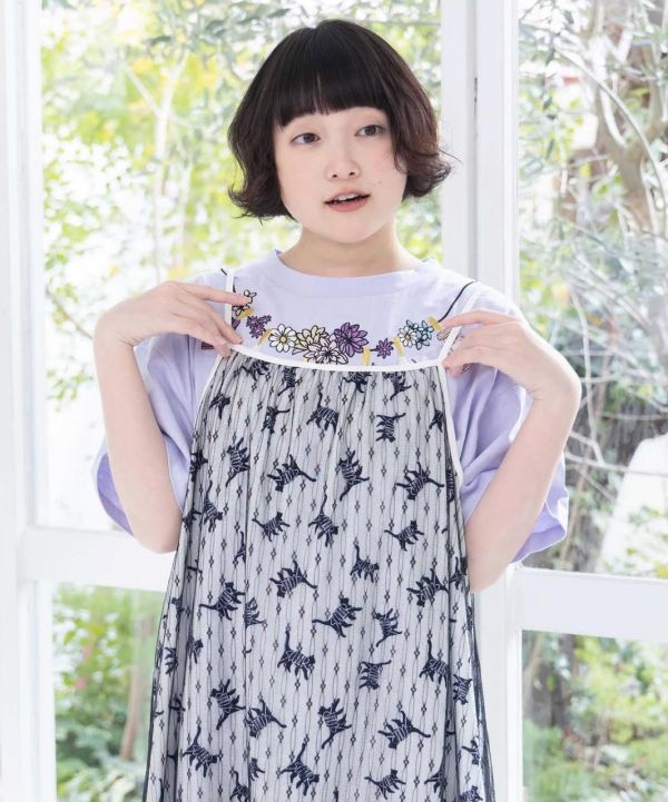 細肩帶拼紗背心 