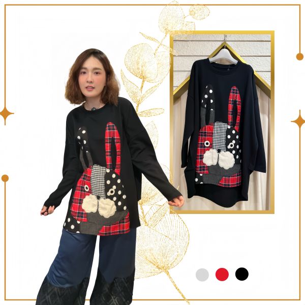 普普風兔子中長版上衣 