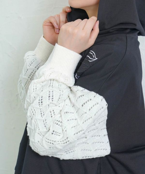 蕾絲手袖連帽外套 