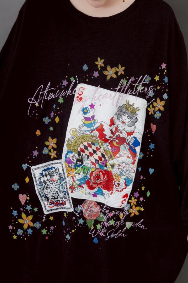 撲克牌貓咪長版上衣 