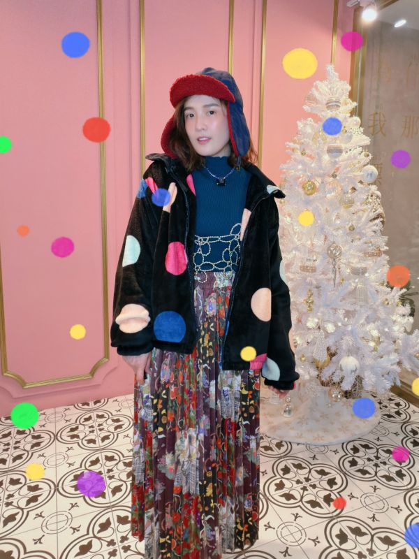 彩色點點法蘭絨外套 