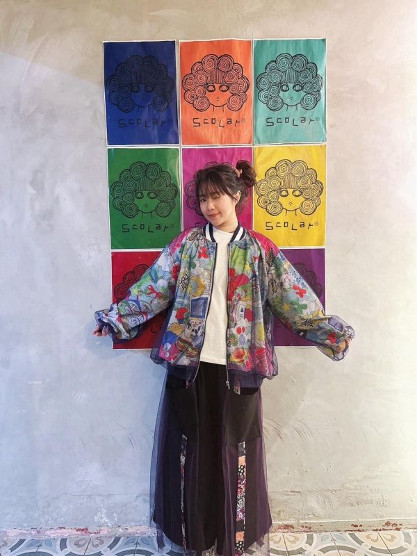 拼布線條口袋紗裙 