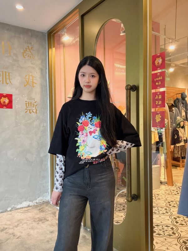 優雅貓咪真兩件式上衣 