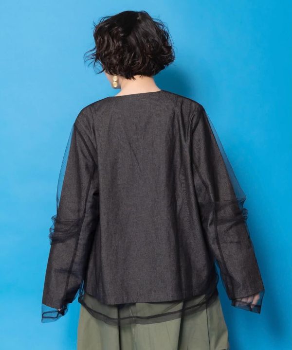 立體拼紗西裝外套 