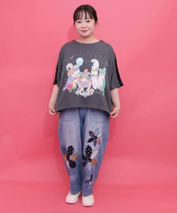 貓咪玫瑰花紋上衣 