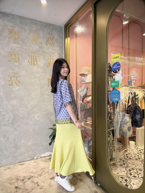 魚尾花繩腰帶裙 