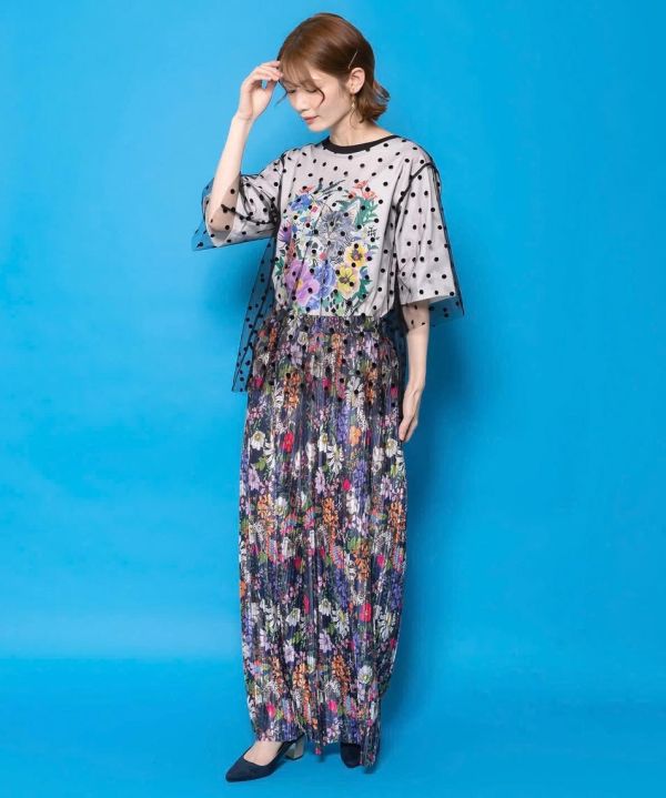 暹羅貓花朵皺皺褲 