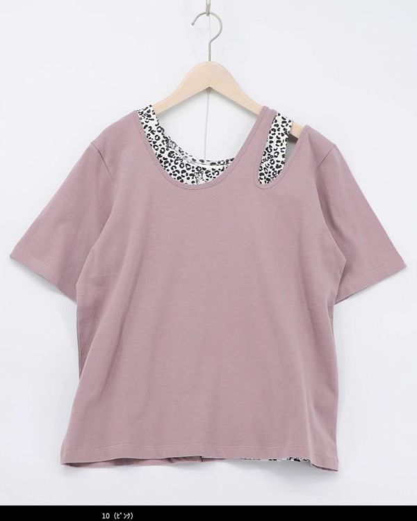 花朵花豹切肩造型上衣(兩件式) 