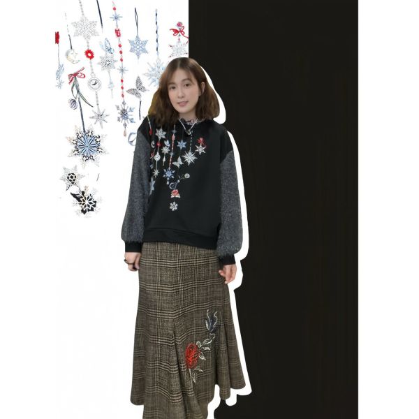 格紋玫瑰魚尾裙 