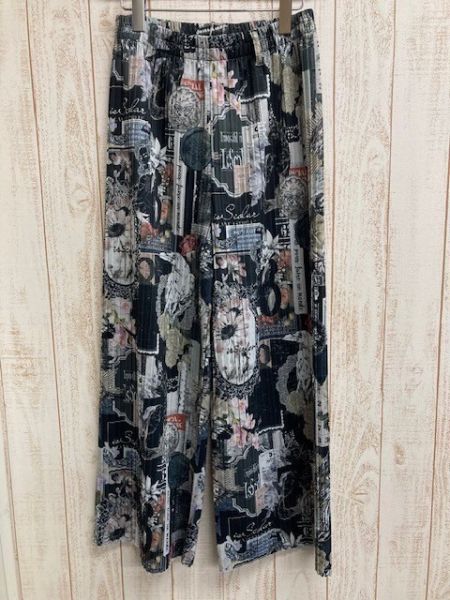 貴族郵戳滿版百褶褲 