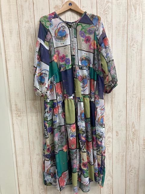 格子宇宙V領長版洋裝 