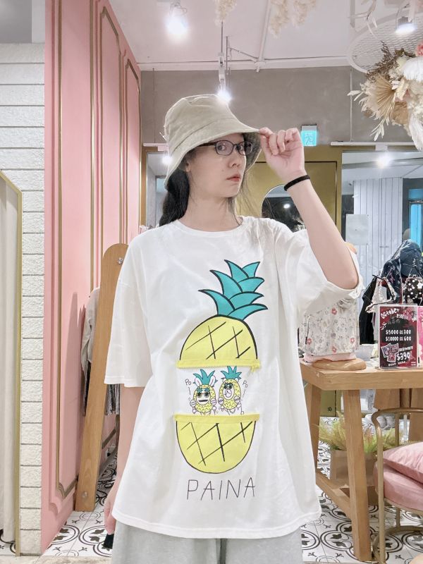 拉鍊設計-鳳梨搖滾上衣 