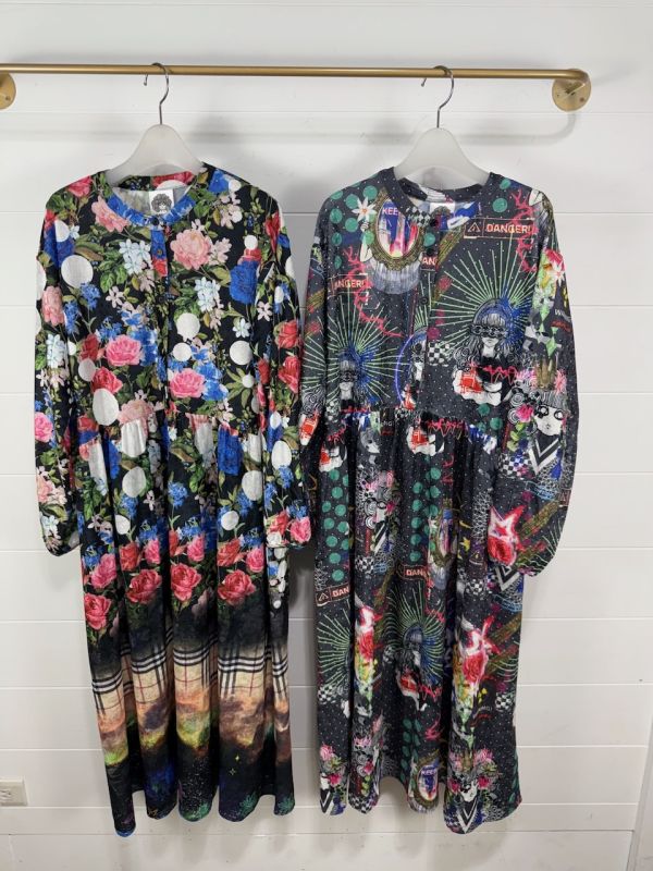 女神/銀花襯衫長洋裝 