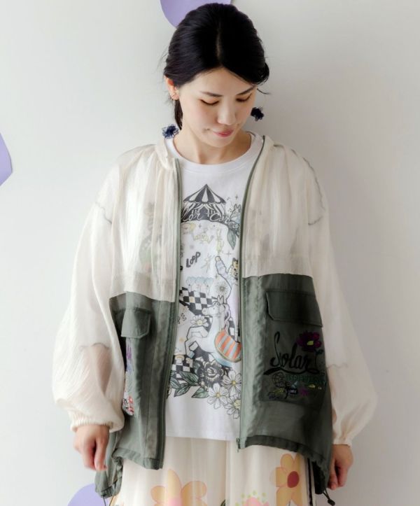 老虎刺繡拼接上衣 