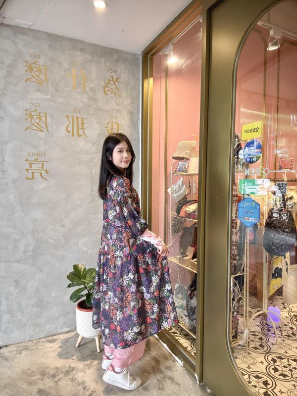 花豹貓咪碎花洋裝 