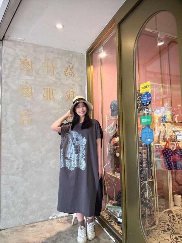 城堡玫瑰風景長版洋裝 