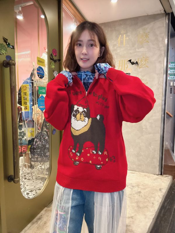 快陪我玩~巴戈滑板針織上衣 