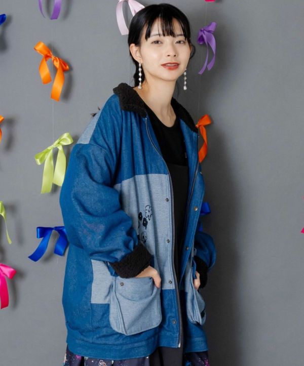 棋盤格娃娃拼接襯衫 