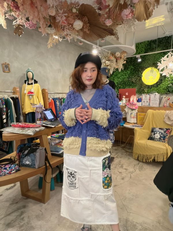 限時優惠 - 毛圈針織小花釦外罩 