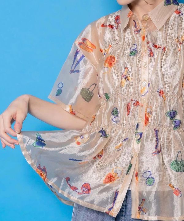 貓咪糖果紙立體造型襯衫 