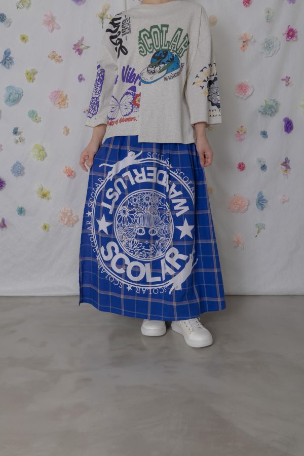 貓咪花朵圓形LOGO裙 