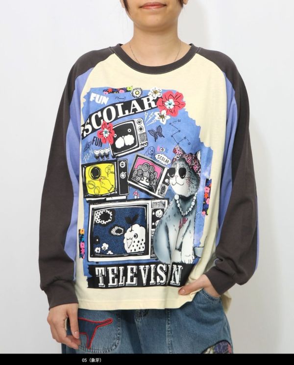 比莉貓搖滾撞袖上衣 