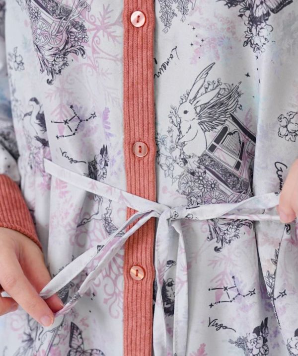 夢幻樂器燈芯絨長版洋裝 