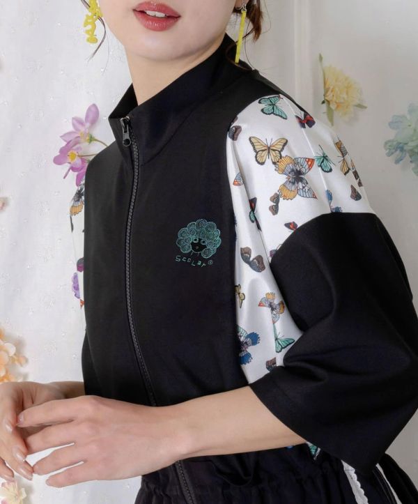 蝴蝶蕾絲抽繩長洋裝 