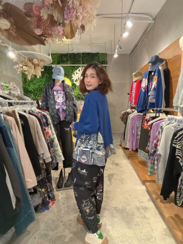 鑰匙雪紡拼接上衣 